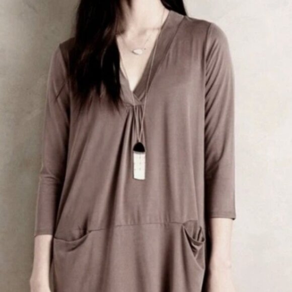 Anthropologie Dolan Left Coast Collection Tegan Tunic Dress Taupe Size M - Picture 7 of 7